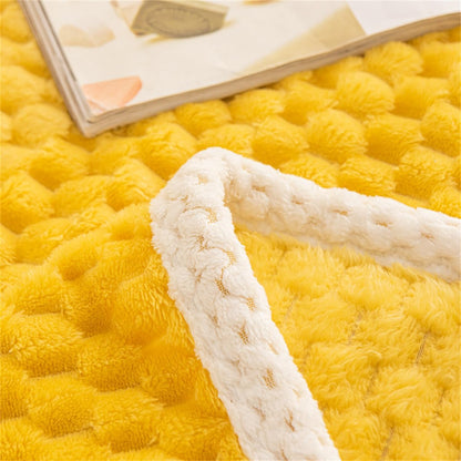 Yellow Waffle Plush Throw Blanket