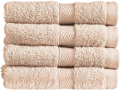 Christy Refresh Bathroom Towel Set | Set of 4 | 2 Bath 2 Hand | Quick Dry | Gentle Pastel Tones | Soft Absorbent Shower Towels | 100% Cotton 550GSM | Driftwood Brown