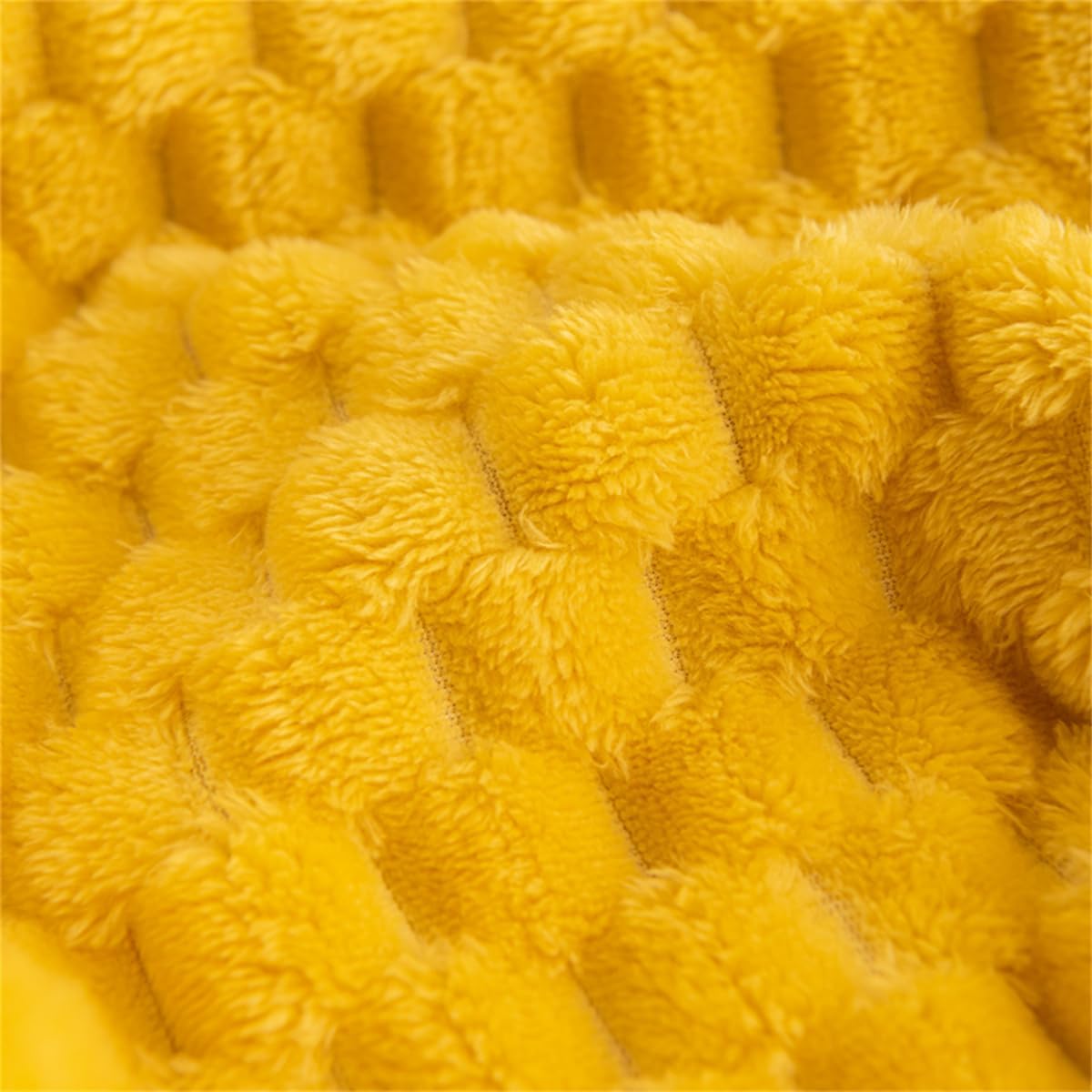 Yellow Waffle Plush Throw Blanket