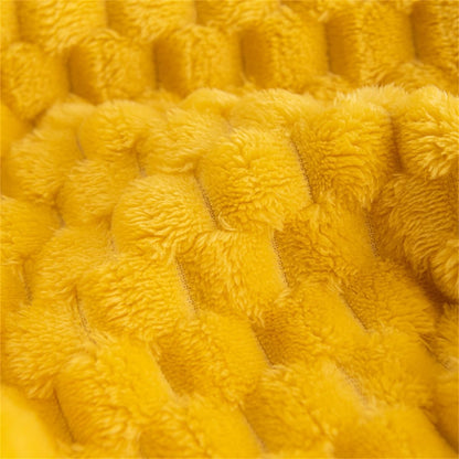 Yellow Waffle Plush Throw Blanket