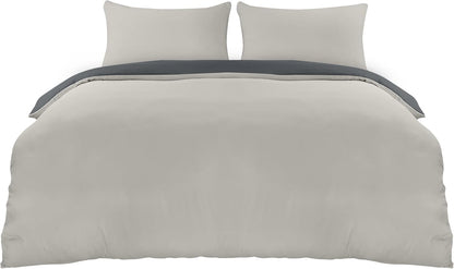 Utopia Bedding Duvet Cover Double - Soft Microfibre Polyester - Bedding Quilt Cover Set, with Pillow cases (Grey)