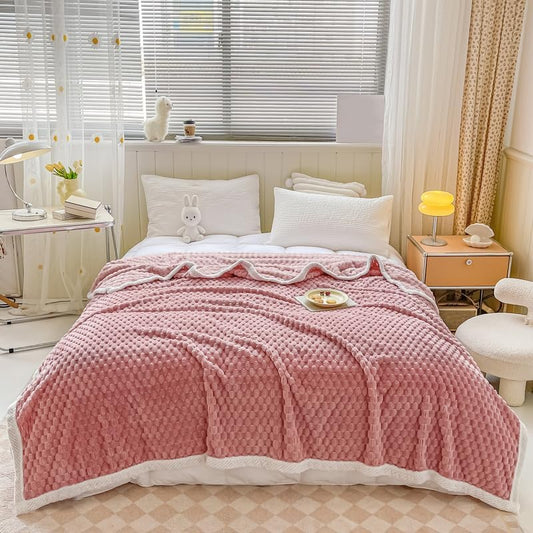 Roselle Waffle Plush Throw Blanket