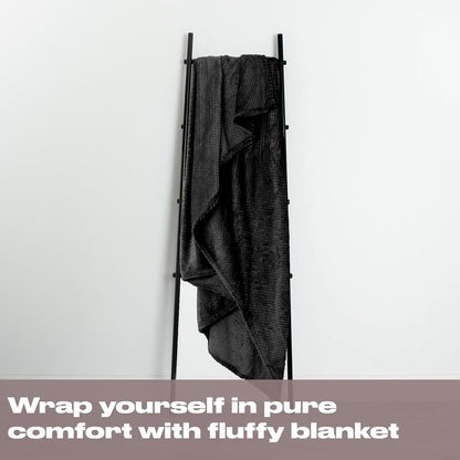 Dreamscene Sofa Throw Blanket, Soft Cosy Warm Honeycomb Waffle Fluffy Fleece Blankets for Bed Single Bed Throws Faux Fur Charcoal Grey Throw for Sofa, 125 x 150cm