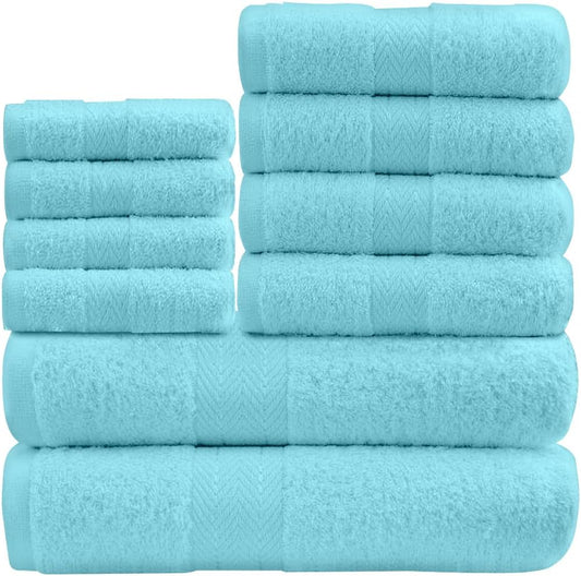 GC GAVENO CAVAILIA 10 Piece Towel Bale Set | Quick Drying Cotton Towel Highly Absorbent 450 GSM Silver Towels Set | Bathroom Towels Bale Set 4x Face 4x Hand 2x Bath Towels