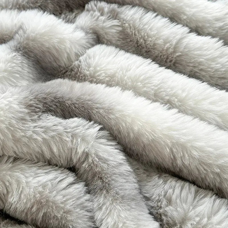 Soft Faux Rabbit Fleece Throw Blanket