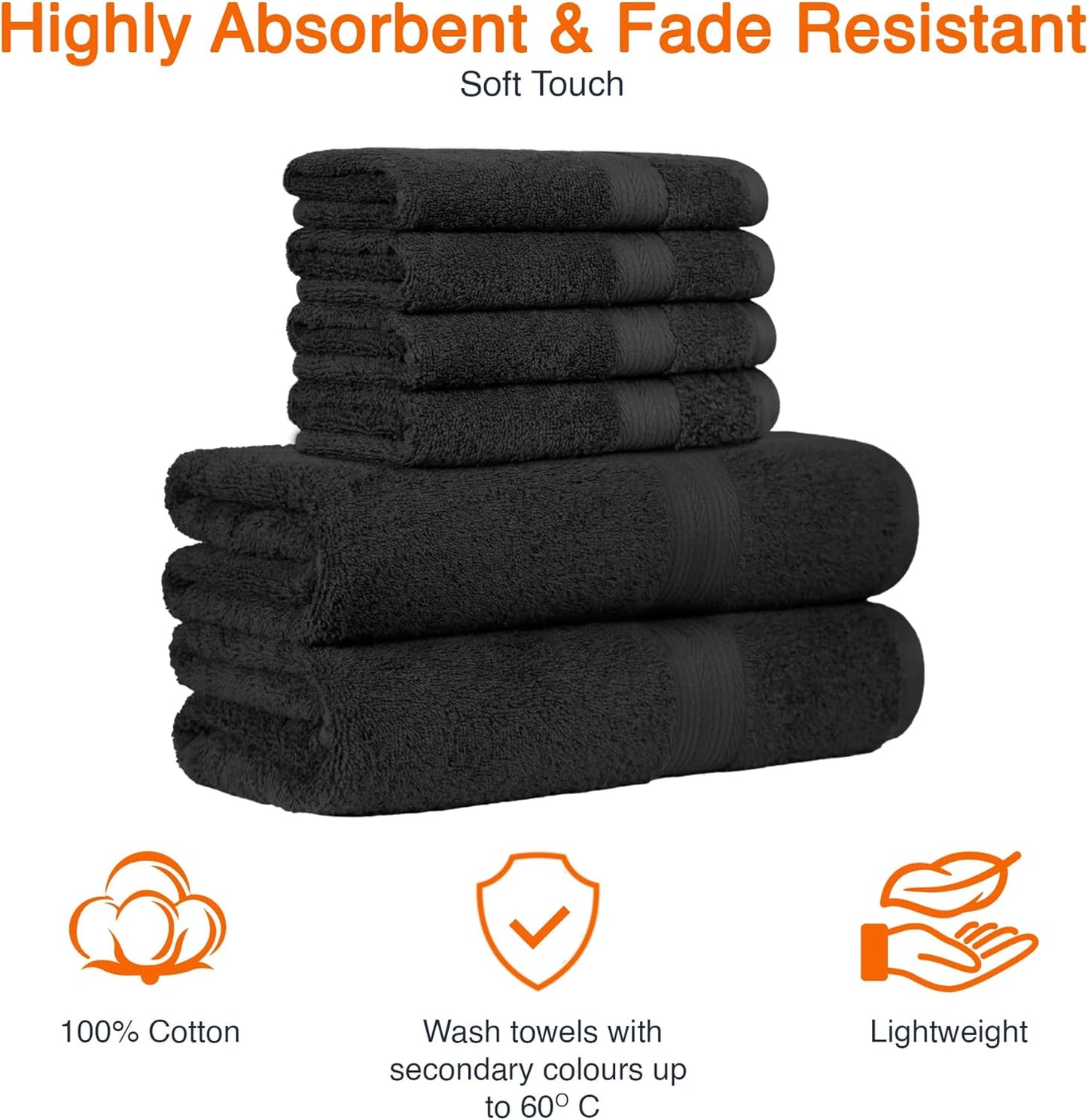 Amazon Basics 2 Bath towel for bathroom, Fade Resistant 100% Cotton Bath Towels, soft absorbent, 2-Pack (70x140 cm), Grey