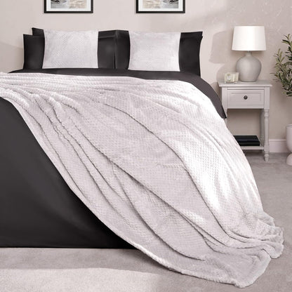 Dreamscene Sofa Throw Blanket, Soft Cosy Warm Honeycomb Waffle Fluffy Fleece Blankets for Bed Single Bed Throws Faux Fur Charcoal Grey Throw for Sofa, 125 x 150cm