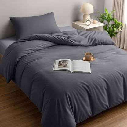 Utopia Bedding Duvet Cover Double - Soft Microfibre Polyester - Bedding Quilt Cover Set, with Pillow cases (Grey)