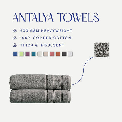 Christy Antalya Large Bath Towels | Set of 6 | 100% Turkish Cotton | 600GSM | Soft Plush Luxury Towel Set | 2 Bath Towels 2 Hand Towels 2 Face Cloths | Quick Dry | Denim Blue
