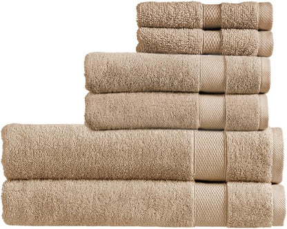 Christy Refresh Bathroom Towel Set | Set of 4 | 2 Bath 2 Hand | Quick Dry | Gentle Pastel Tones | Soft Absorbent Shower Towels | 100% Cotton 550GSM | Driftwood Brown