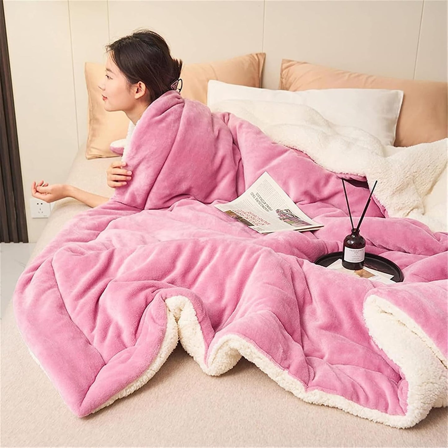 Sherpa Flannel Throw Blanket