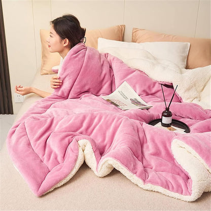 Sherpa Flannel Throw Blanket