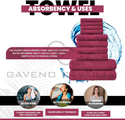 GC GAVENO CAVAILIA 10 Piece Towel Bale Set | Quick Drying Cotton Towel Highly Absorbent 450 GSM Silver Towels Set | Bathroom Towels Bale Set 4x Face 4x Hand 2x Bath Towels