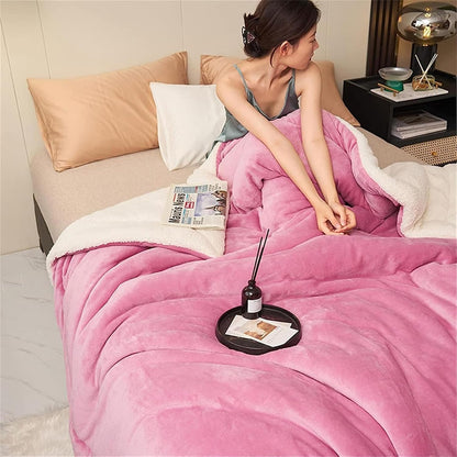 Sherpa Flannel Throw Blanket