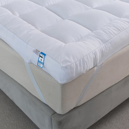 Hotel Quality Box Stitched Microfibre Mattress Topper 5cm Super soft Heavy Fill Orthopaedic Anti Allergy Quilted Mattress Topper (Double,137Cm X190cm)