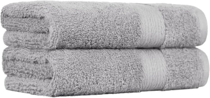 Amazon Basics 2 Bath towel for bathroom, Fade Resistant 100% Cotton Bath Towels, soft absorbent, 2-Pack (70x140 cm), Grey