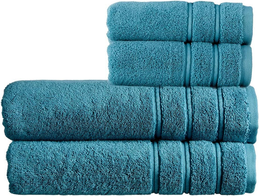 Christy Antalya Large Bath Towels | Set of 6 | 100% Turkish Cotton | 600GSM | Soft Plush Luxury Towel Set | 2 Bath Towels 2 Hand Towels 2 Face Cloths | Quick Dry | Denim Blue