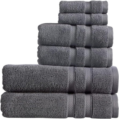 Christy Chroma Bath Towel Set | Set of 6 | 2 Bath 2 Hand 2 Face | Highly Absorbent Heavyweight 675GSM | Bold and Bright | Soft Smooth Shower Towels | 100% Cotton | Sustainably Made | Ash Grey