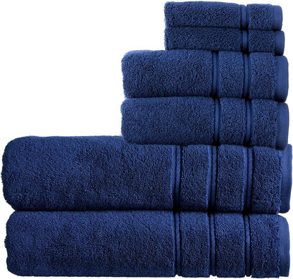 Christy Antalya Large Bath Towels | Set of 6 | 100% Turkish Cotton | 600GSM | Soft Plush Luxury Towel Set | 2 Bath Towels 2 Hand Towels 2 Face Cloths | Quick Dry | Denim Blue