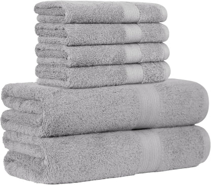 Amazon Basics 2 Bath towel for bathroom, Fade Resistant 100% Cotton Bath Towels, soft absorbent, 2-Pack (70x140 cm), Grey