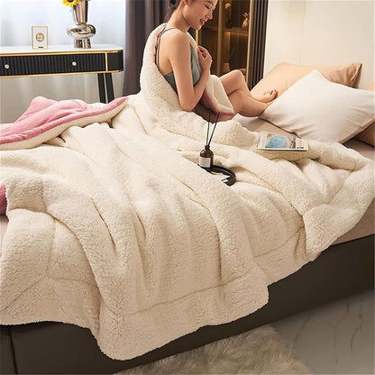 Sherpa Flannel Throw Blanket