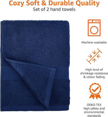 Amazon Basics 2 Bath towel for bathroom, Fade Resistant 100% Cotton Bath Towels, soft absorbent, 2-Pack (70x140 cm), Grey