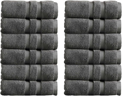 Christy Chroma Bath Towel Set | Set of 6 | 2 Bath 2 Hand 2 Face | Highly Absorbent Heavyweight 675GSM | Bold and Bright | Soft Smooth Shower Towels | 100% Cotton | Sustainably Made | Ash Grey