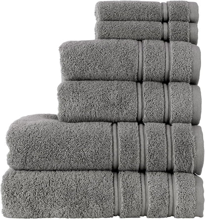 Christy Antalya Large Bath Towels | Set of 6 | 100% Turkish Cotton | 600GSM | Soft Plush Luxury Towel Set | 2 Bath Towels 2 Hand Towels 2 Face Cloths | Quick Dry | Denim Blue