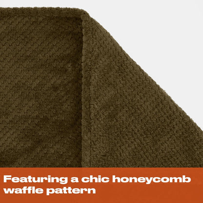 Dreamscene Sofa Throw Blanket, Soft Cosy Warm Honeycomb Waffle Fluffy Fleece Blankets for Bed Single Bed Throws Faux Fur Charcoal Grey Throw for Sofa, 125 x 150cm