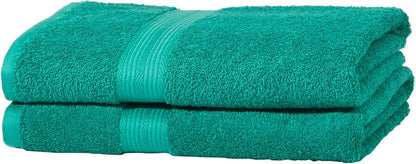 Amazon Basics 2 Bath towel for bathroom, Fade Resistant 100% Cotton Bath Towels, soft absorbent, 2-Pack (70x140 cm), Grey