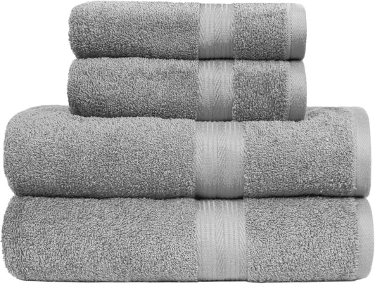 Amazon Basics 2 Bath towel for bathroom, Fade Resistant 100% Cotton Bath Towels, soft absorbent, 2-Pack (70x140 cm), Grey