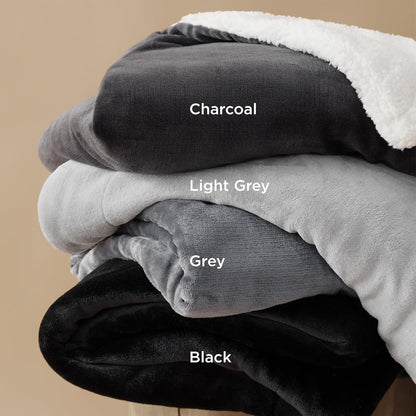 Bedsure Sherpa Fleece Throw Blanket - Fluffy Microfiber Solid Blankets for Bed and Couch Double/Twin Size, Silver Grey, 150x200cm