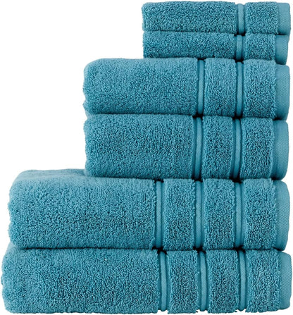 Christy Antalya Large Bath Towels | Set of 6 | 100% Turkish Cotton | 600GSM | Soft Plush Luxury Towel Set | 2 Bath Towels 2 Hand Towels 2 Face Cloths | Quick Dry | Denim Blue
