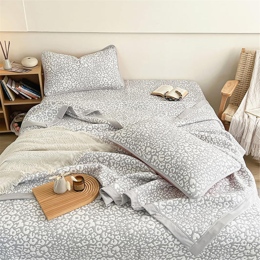 Leopard Print Bedding Set - Quilted Bedspread with Pillowcases