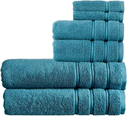 Christy Antalya Large Bath Towels | Set of 6 | 100% Turkish Cotton | 600GSM | Soft Plush Luxury Towel Set | 2 Bath Towels 2 Hand Towels 2 Face Cloths | Quick Dry | Denim Blue