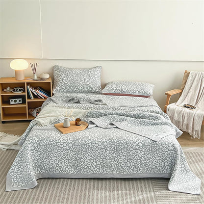 Leopard Print Bedding Set - Quilted Bedspread with Pillowcases