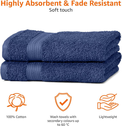 Amazon Basics 2 Bath towel for bathroom, Fade Resistant 100% Cotton Bath Towels, soft absorbent, 2-Pack (70x140 cm), Grey