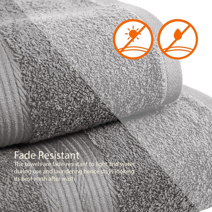 Amazon Basics 2 Bath towel for bathroom, Fade Resistant 100% Cotton Bath Towels, soft absorbent, 2-Pack (70x140 cm), Grey