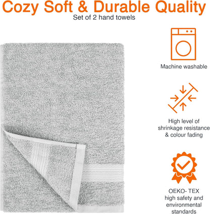 Amazon Basics 2 Bath towel for bathroom, Fade Resistant 100% Cotton Bath Towels, soft absorbent, 2-Pack (70x140 cm), Grey
