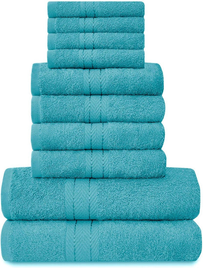 GC GAVENO CAVAILIA 10 Piece Towel Bale Set | Quick Drying Cotton Towel Highly Absorbent 450 GSM Silver Towels Set | Bathroom Towels Bale Set 4x Face 4x Hand 2x Bath Towels