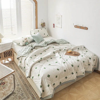 Floral Cotton Quilt - Japanese Quilted Blanket