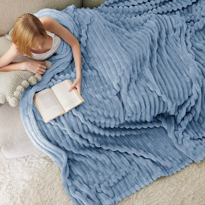 Bedsure Fleece Throw Blanket for Sofa - Fluffy Cosy Warm Blankets for Bed, Soft Cute Single Throw Gifts for Women and Girls, Ashley Blue, 130x170 cm