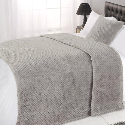 Dreamscene Sofa Throw Blanket, Soft Cosy Warm Honeycomb Waffle Fluffy Fleece Blankets for Bed Single Bed Throws Faux Fur Charcoal Grey Throw for Sofa, 125 x 150cm