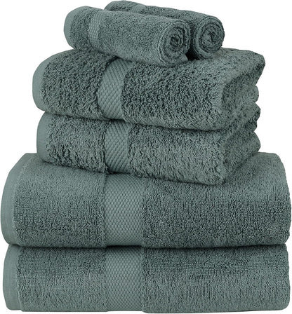 La Maison 100% Egyptian Cotton 600GSM Superior Towel Bale Set Hand Towel Bath Towel 6 Piece Super Soft Everyday Use (Navy Blue)
