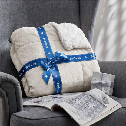 Bedsure Sherpa Fleece Throw Blanket - Fluffy Microfiber Solid Blankets for Bed and Couch Double/Twin Size, Silver Grey, 150x200cm