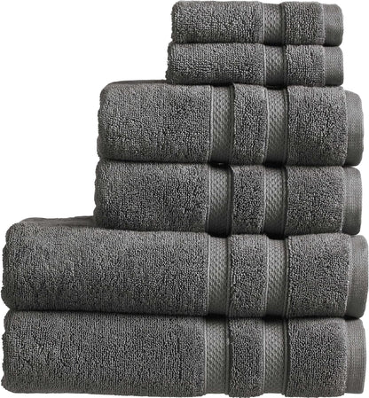 Christy Chroma Bath Towel Set | Set of 6 | 2 Bath 2 Hand 2 Face | Highly Absorbent Heavyweight 675GSM | Bold and Bright | Soft Smooth Shower Towels | 100% Cotton | Sustainably Made | Ash Grey