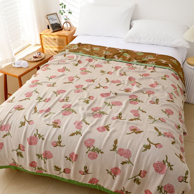Rose Bamboo Fiber Blanket Soft Coverlet