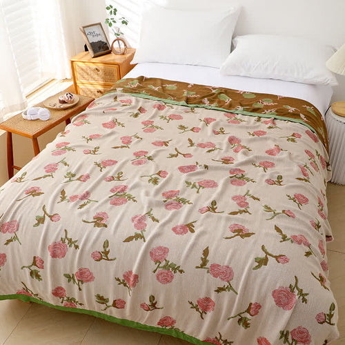 Rose Bamboo Fiber Blanket Soft Coverlet