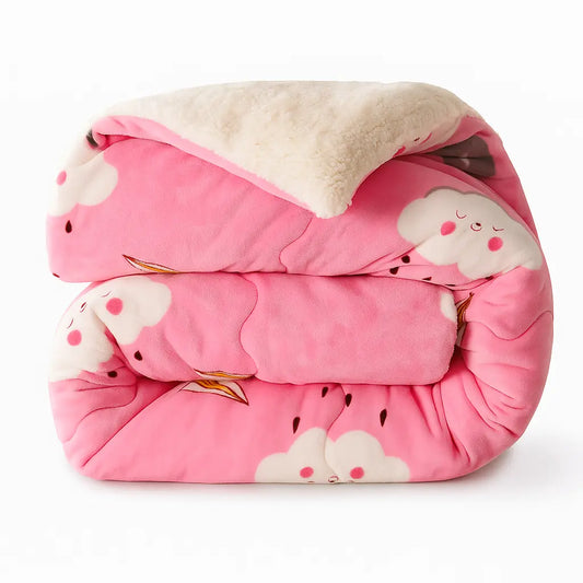 Pink Sherpa Blanket with Quilt Core