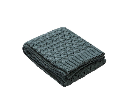 Nordic Diamond-Knit Cotton Throw Blanket